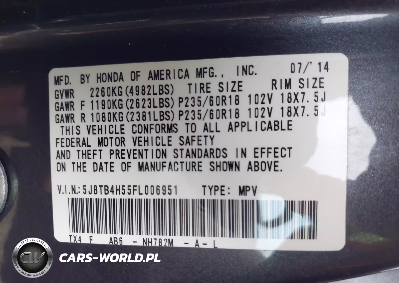 2015 Acura Rdx VIN:5J8TB4H55FL006951 - 9