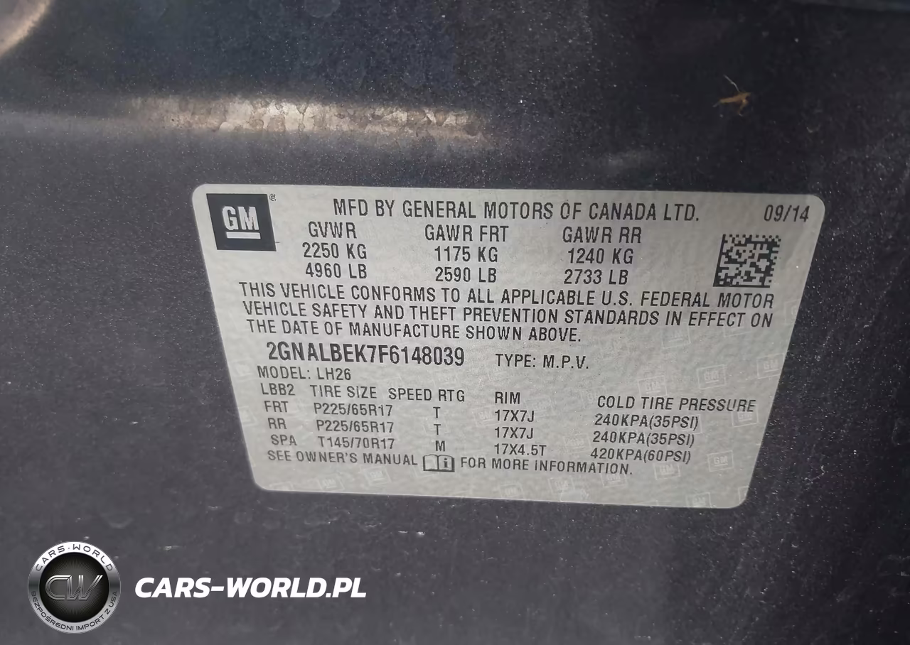 2015 Chevrolet Equinox Lt VIN:2GNALBEK7F6148039 - 9