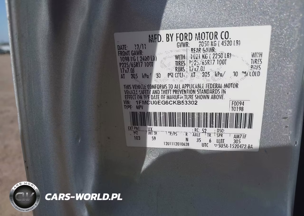 2012 Ford Escape Limited VIN:1FMCU0EG6CKB53302 - 9