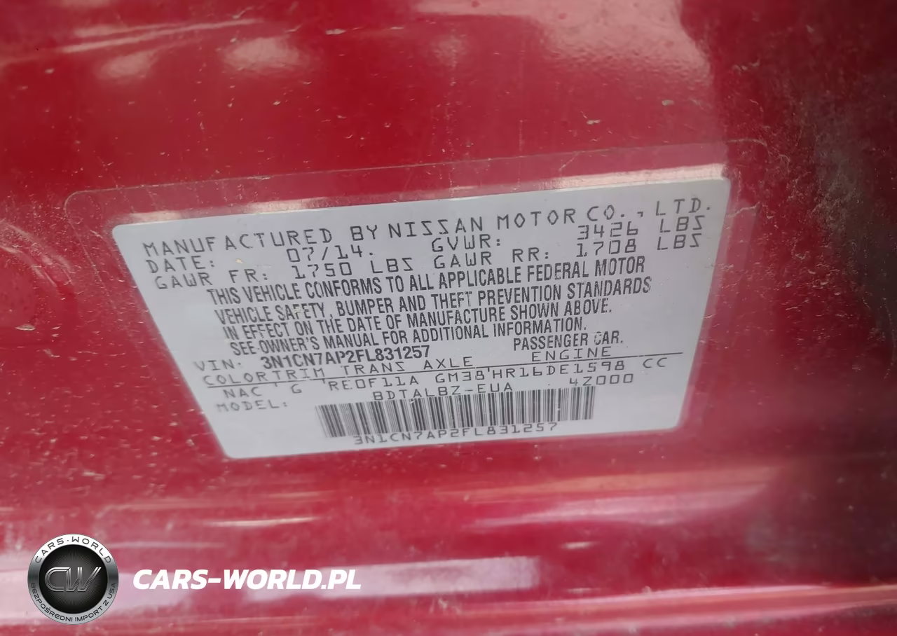 2015 Nissan Versa 1.6 Sv VIN:3N1CN7AP2FL831257 - 9