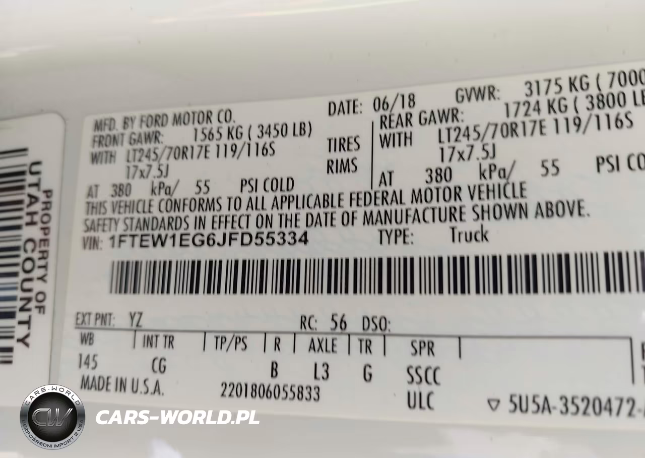 2018 Ford F-150 Xl VIN:1FTEW1EG6JFD55334 - 9