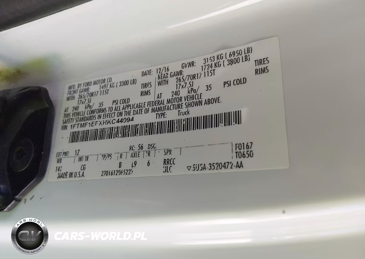 2017 Ford F-150 Xl VIN:1FTMF1EFXHKC44094 - 9
