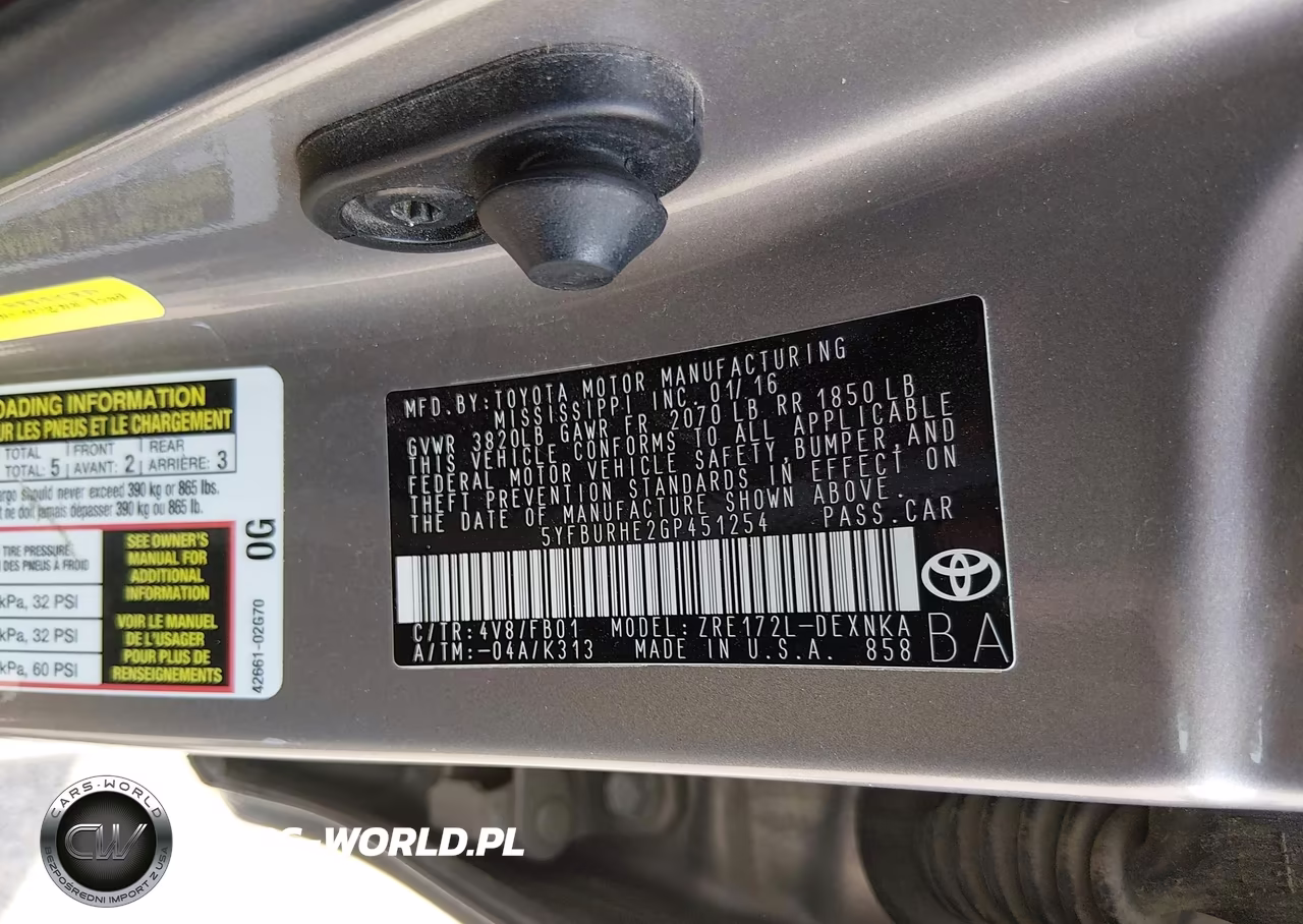 2016 Toyota Corolla Le VIN:5YFBURHE2GP451254 - 9