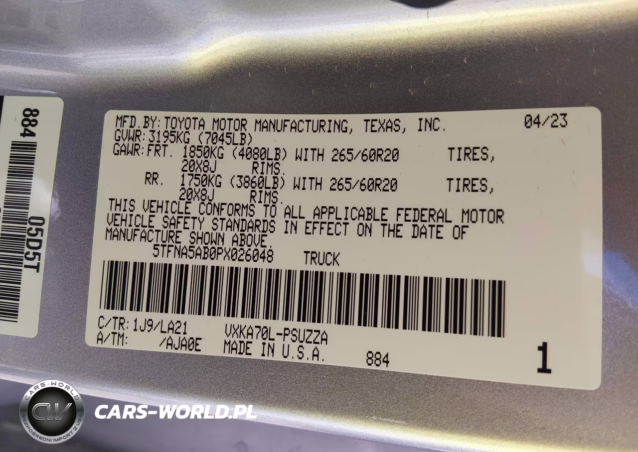 2023 Toyota Tundra Platinum VIN:5TFNA5AB0PX026048 - 9