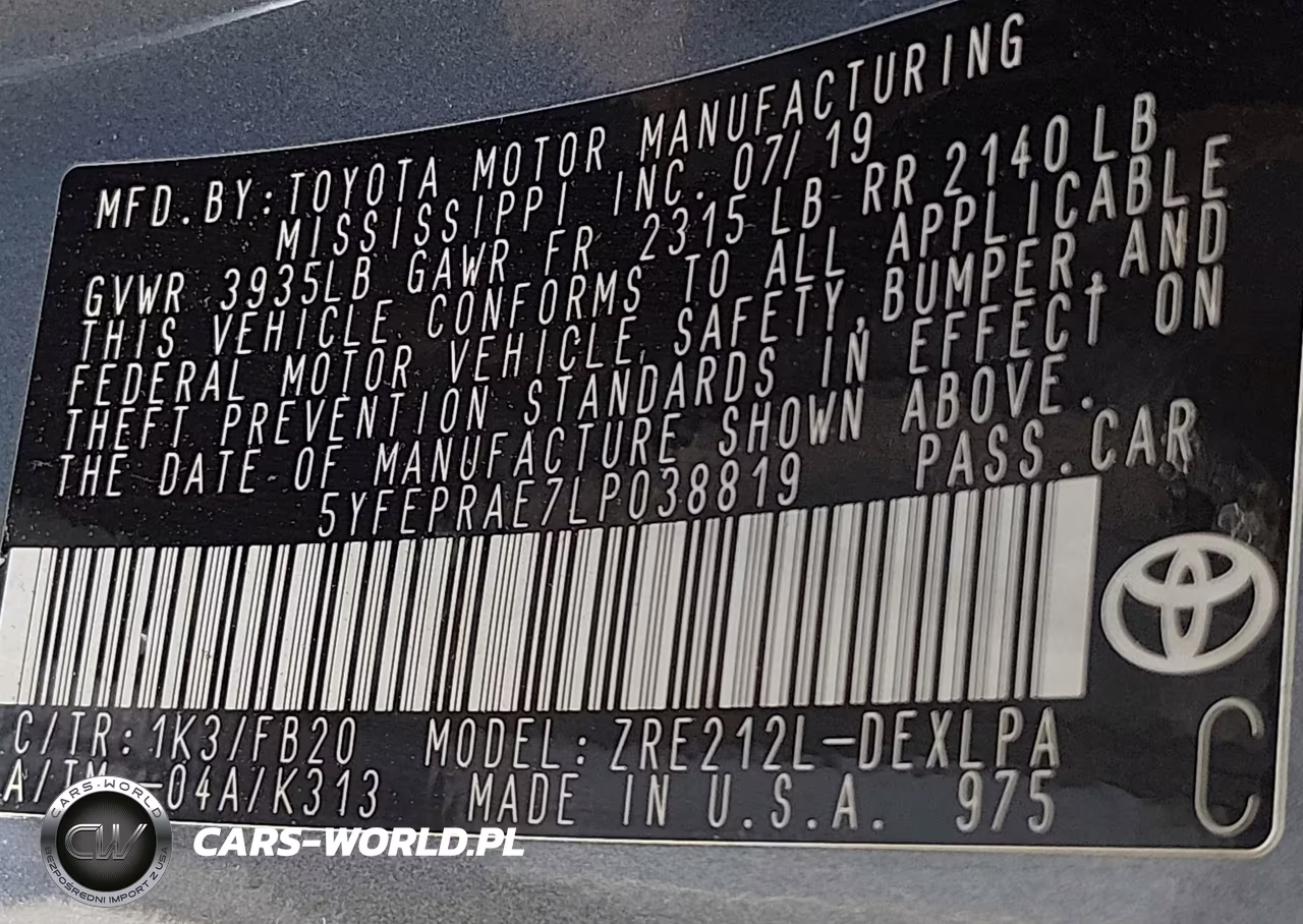 2020 Toyota Corolla Le VIN:5YFEPRAE7LP038819 - 9