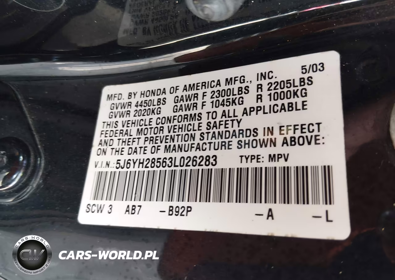 2003 Honda Element Ex VIN:5J6YH28563L026283 - 9