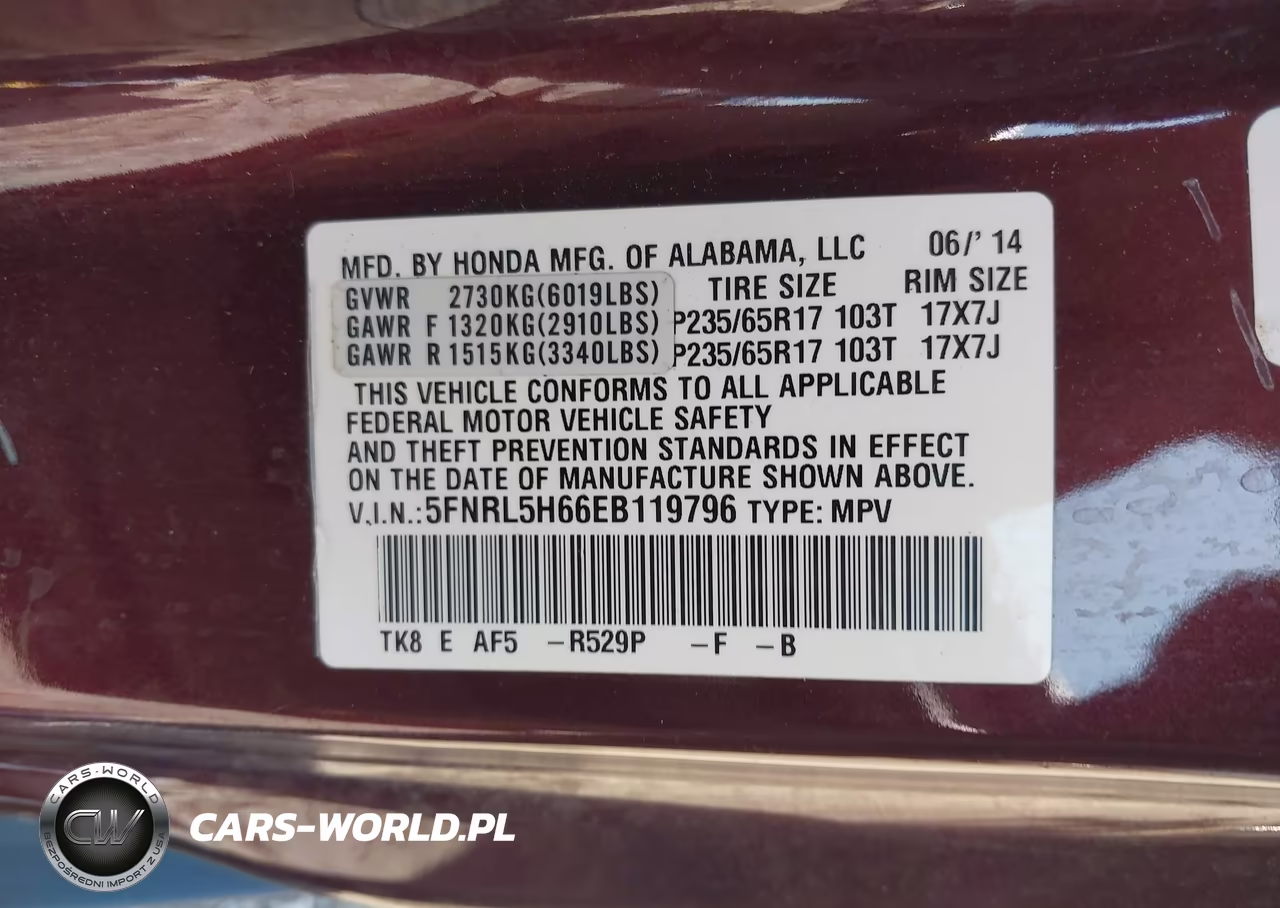 2014 Honda Odyssey Ex-L VIN:5FNRL5H66EB119796 - 9