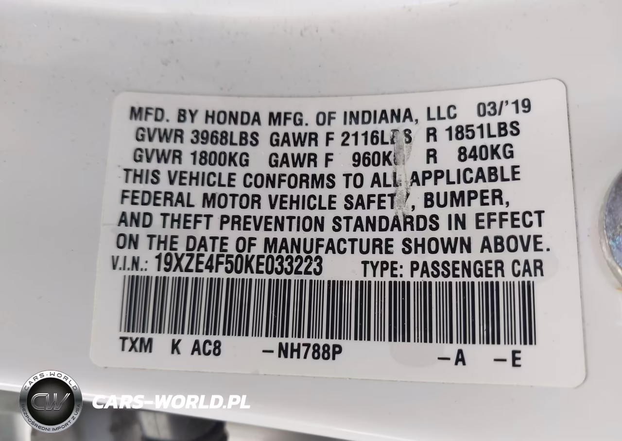 2019 Honda Insight Ex VIN:19XZE4F50KE033223 - 9