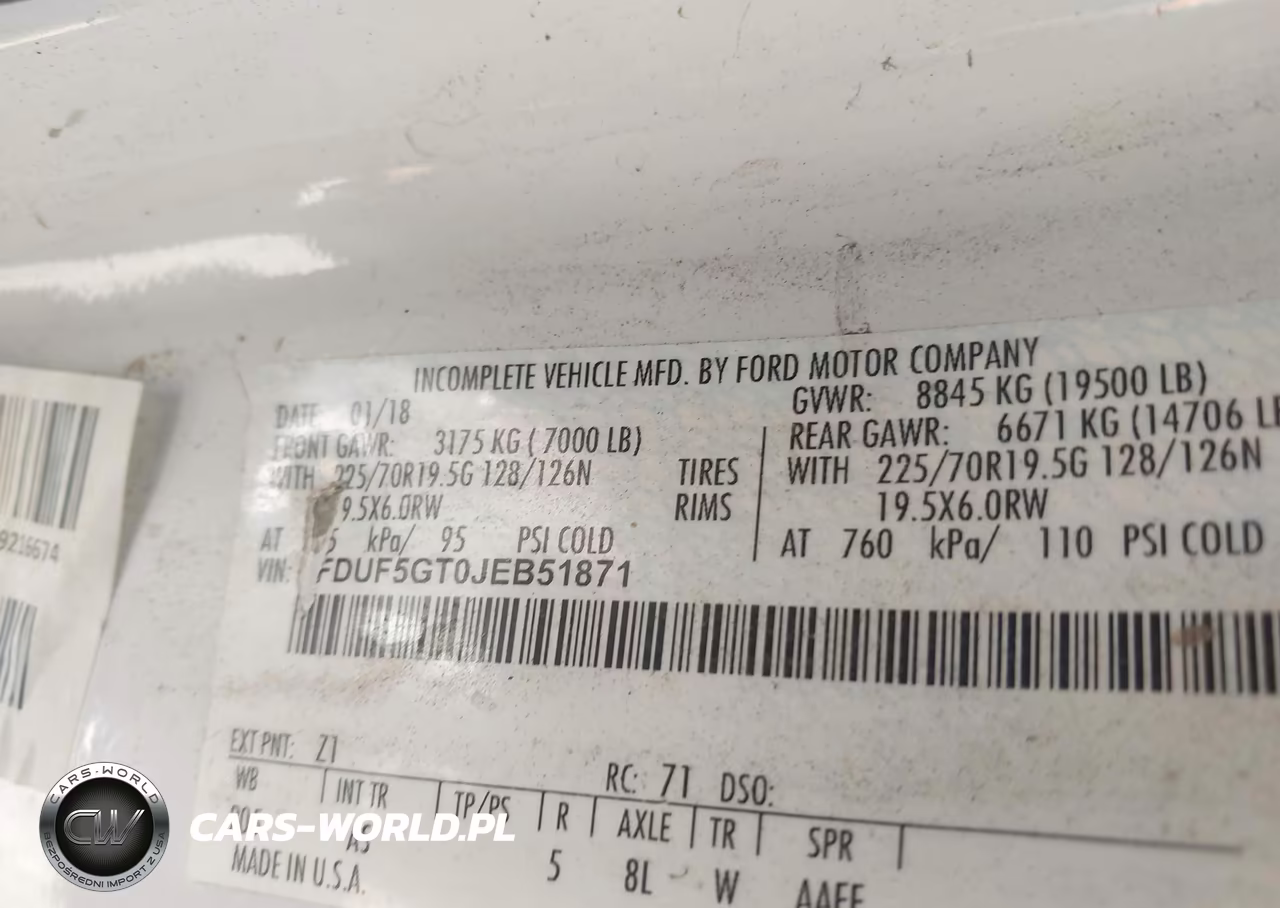 2018 Ford F-550 Chassis Xl VIN:1FDUF5GT0JEB51871 - 8