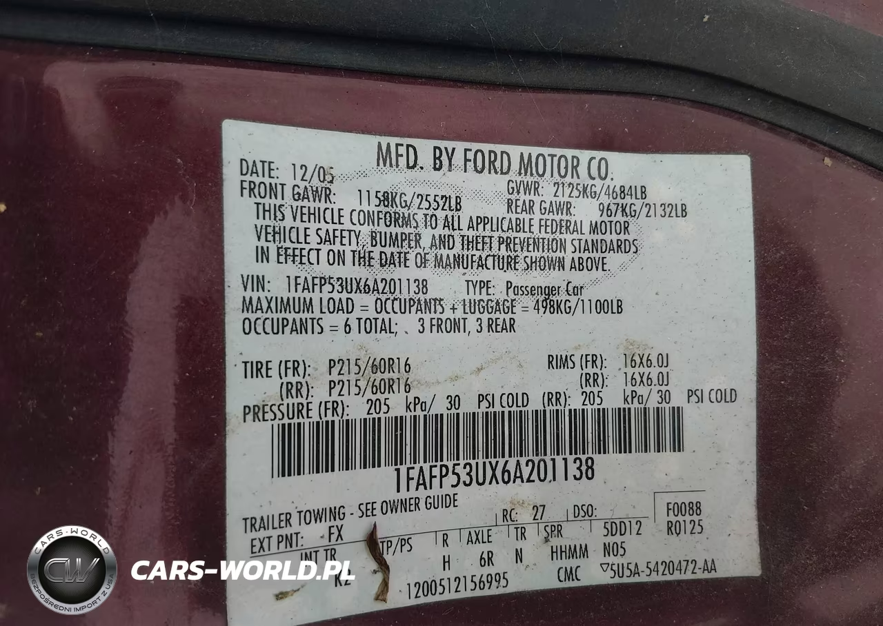2006 Ford Taurus Se VIN:1FAFP53UX6A201138 - 9