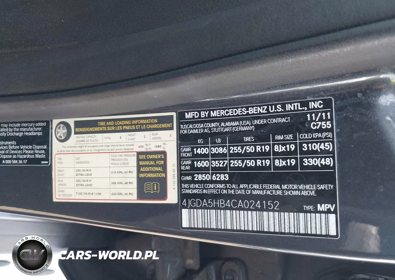 2012 Mercedes-Benz Ml 350 4Matic VIN:4JGDA5HB4CA024152 - 9