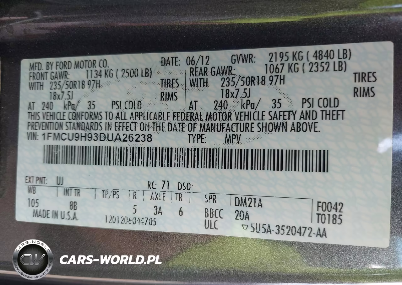 2013 Ford Escape Sel VIN:1FMCU9H93DUA26238 - 9