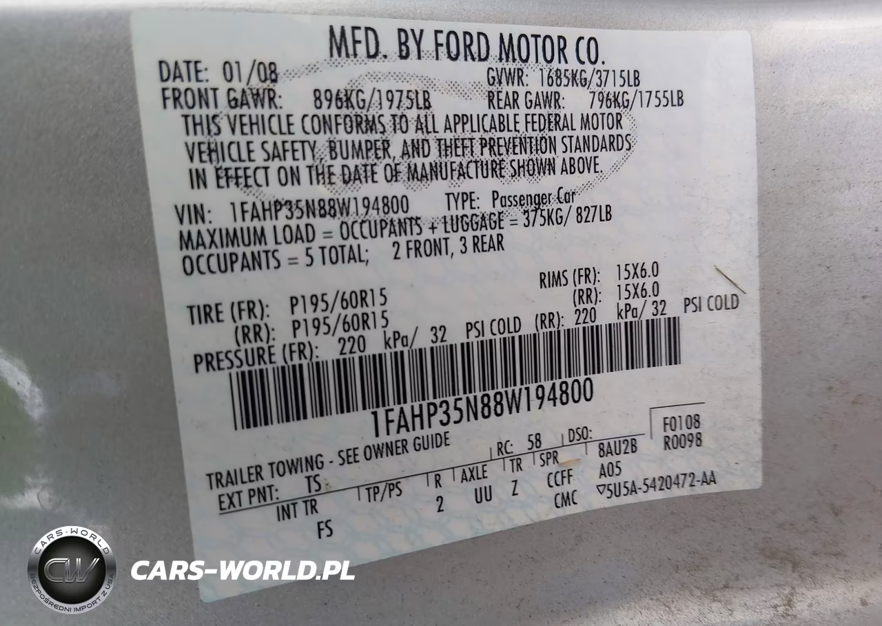 2008 Ford Focus Se-Ses VIN:1FAHP35N88W194800 - 9