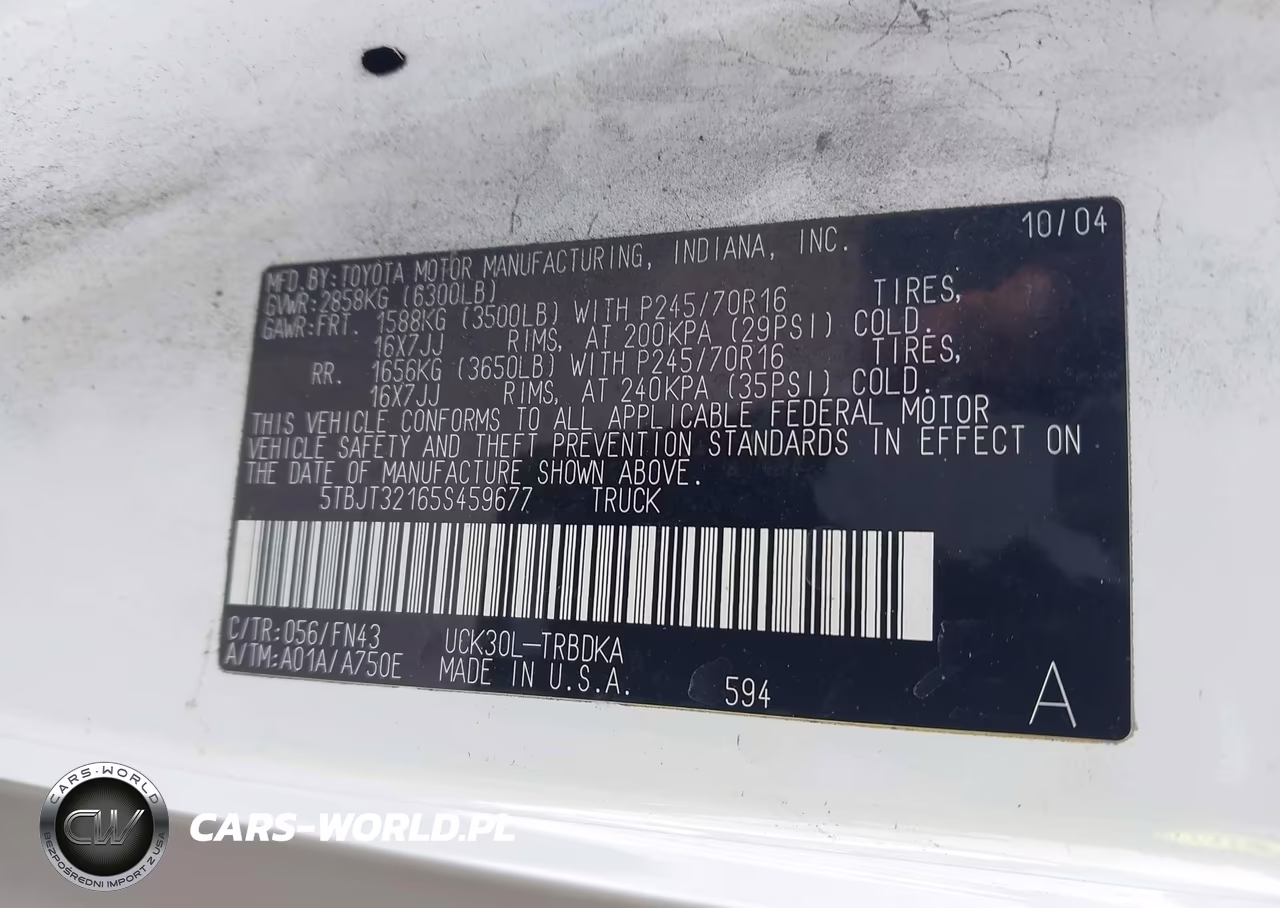 2005 Toyota Tundra Base V8 VIN:5TBJT32165S459677 - 9