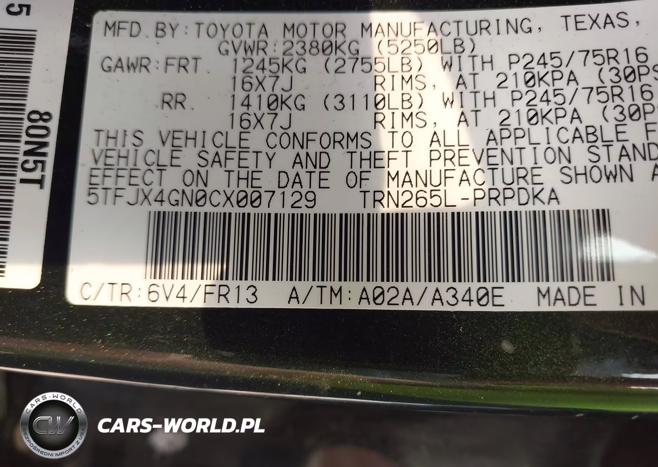 2012 Toyota Tacoma Prerunner VIN:5TFJX4GN0CX007129 - 9