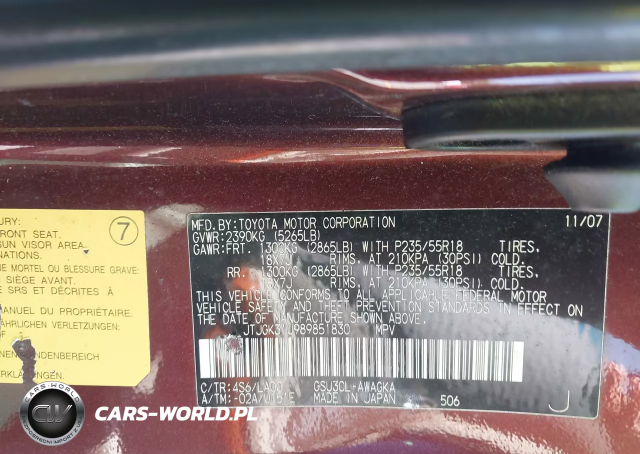2008 Lexus Rx 350 VIN:JTJGK31U989851830 - 9