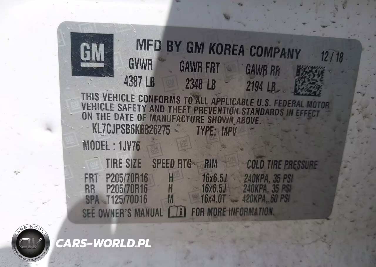 2019 Chevrolet Trax Lt VIN:KL7CJPSB6KB826275 - 9