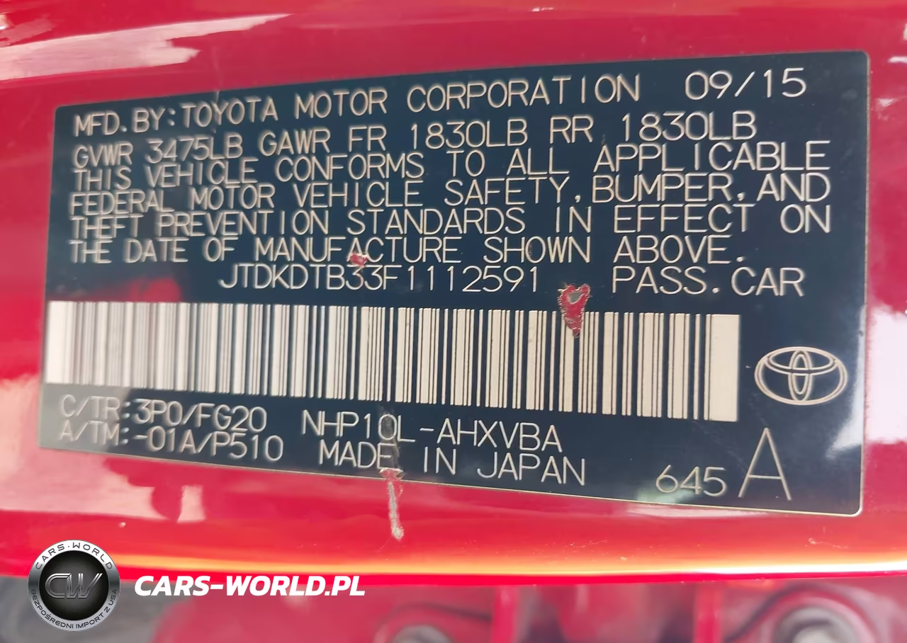 2015 Toyota Prius C Two VIN:JTDKDTB33F1112591 - 9