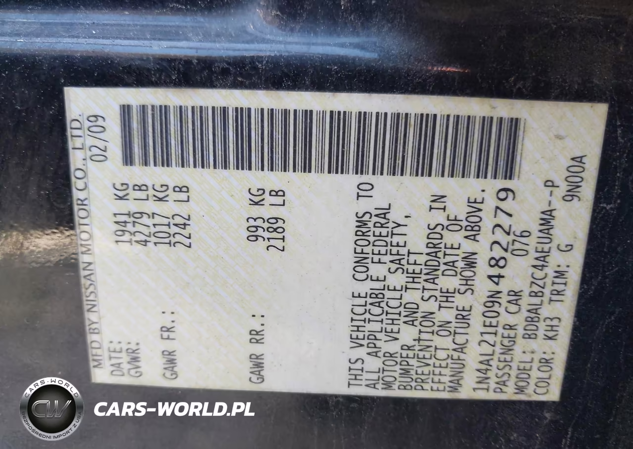 2009 Nissan Altima 2.5 S VIN:1N4AL21E09N482279 - 9