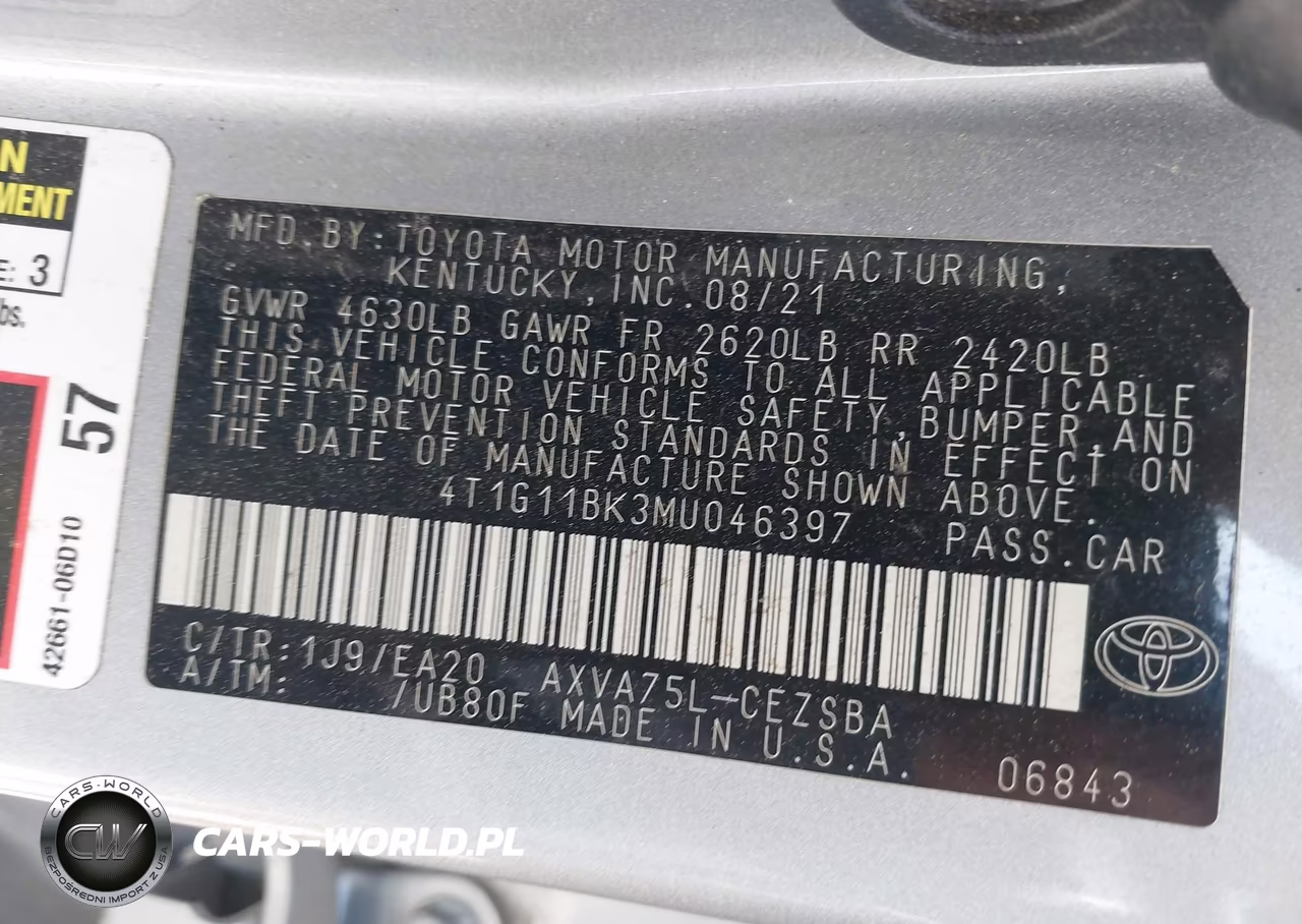 2021 Toyota Camry Se Awd VIN:4T1G11BK3MU046397 - 9