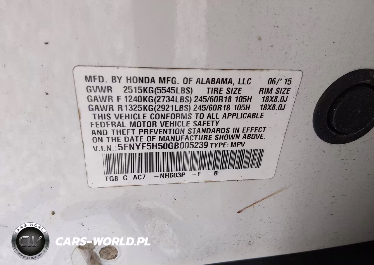 2016 Honda Pilot Ex-L VIN:5FNYF5H50GB005239 - 9