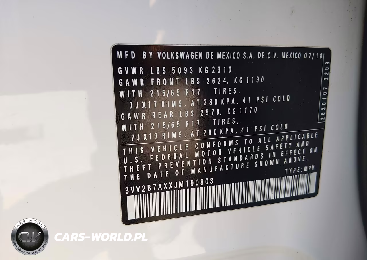 2018 Volkswagen Tiguan 2.0T Se-2.0T Sel VIN:3VV2B7AXXJM190803 - 9