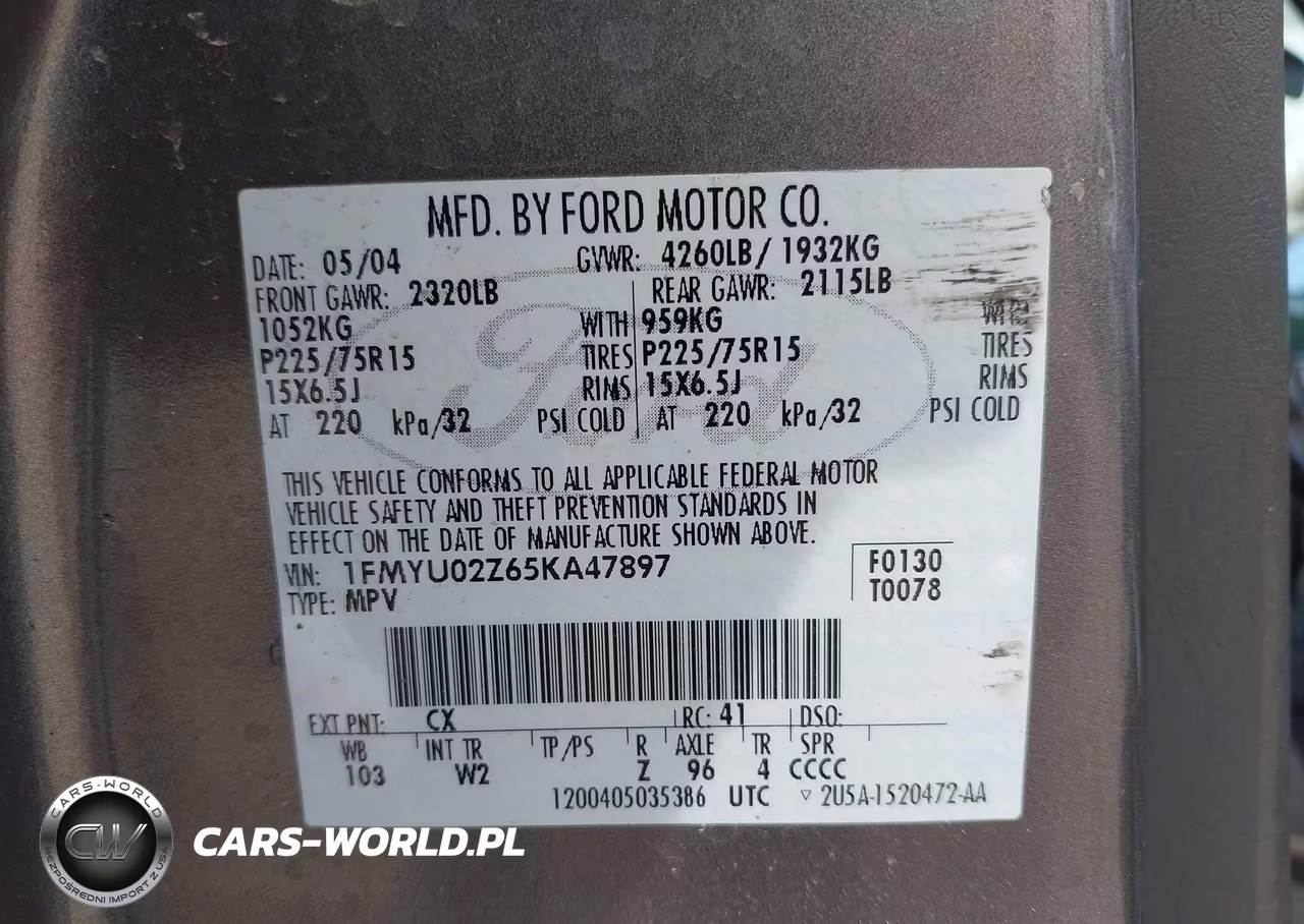 2005 Ford Escape Xls VIN:1FMYU02Z65KA47897 - 9