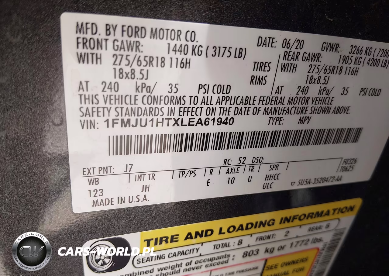 2020 Ford Expedition Xlt VIN:1FMJU1HTXLEA61940 - 9