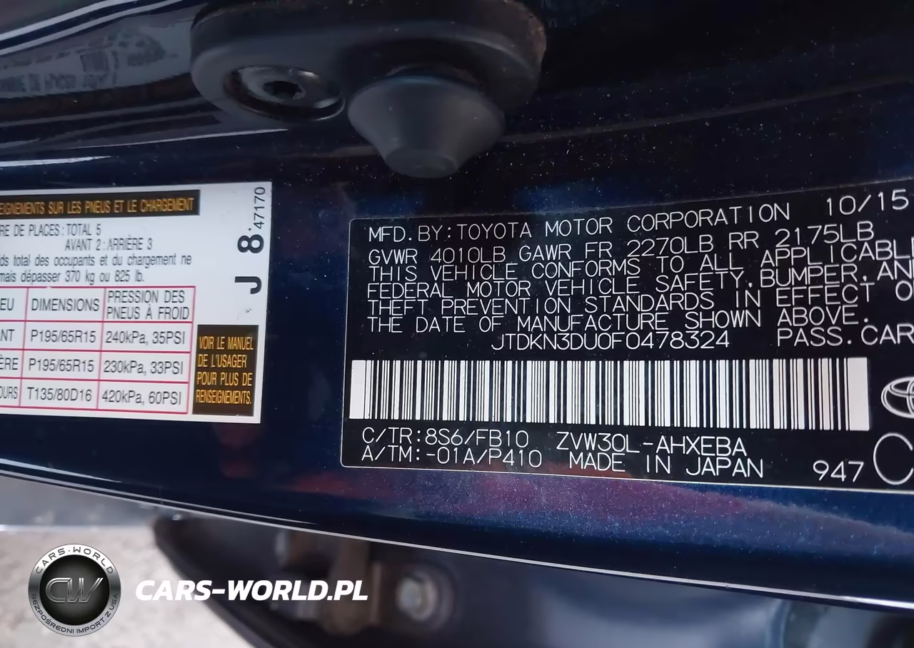 2015 Toyota Prius Two VIN:JTDKN3DU0F0478324 - 9