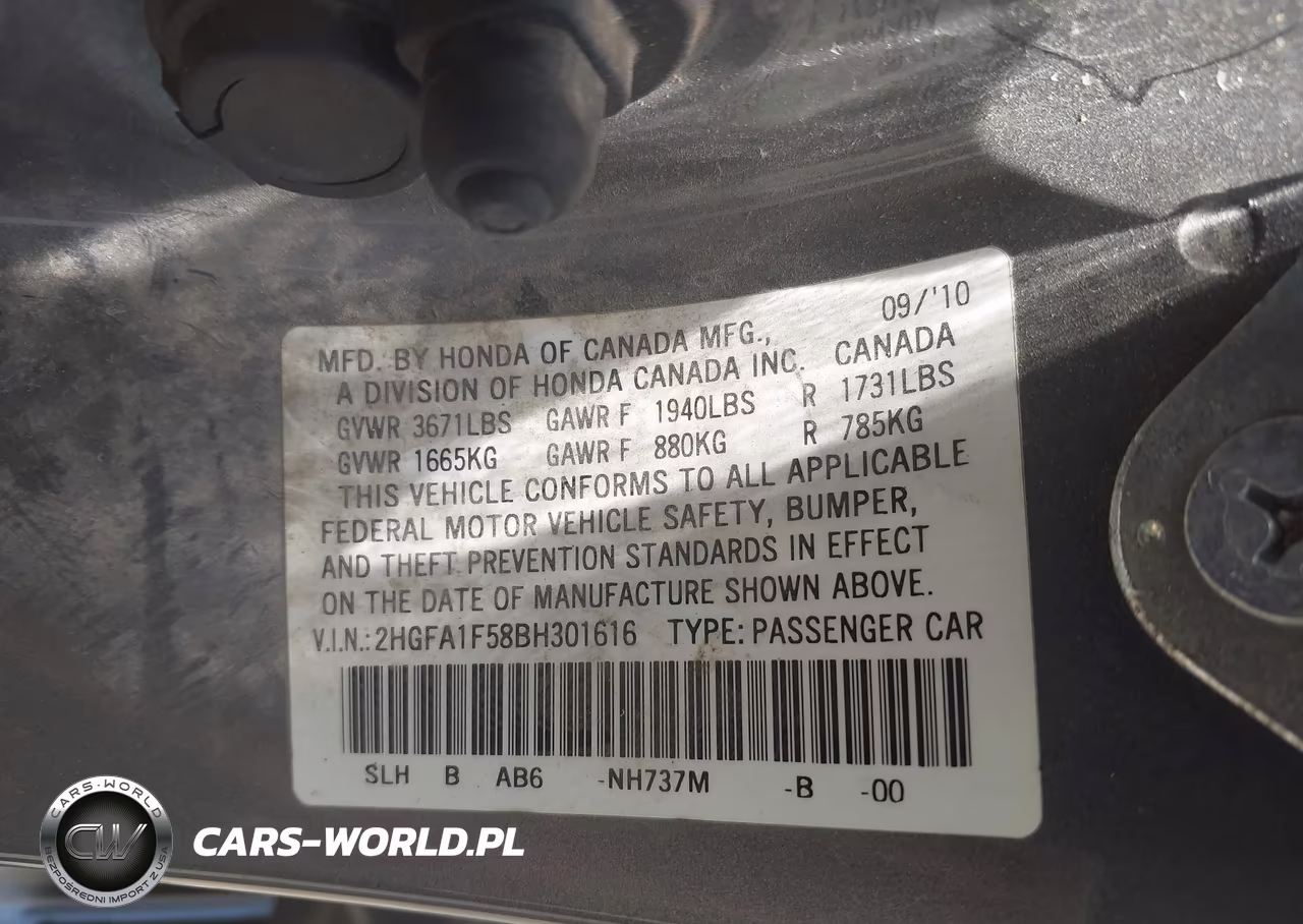 2011 Honda Civic Lx VIN:2HGFA1F58BH301616 - 9