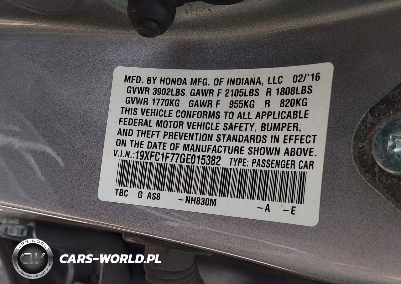 2016 Honda Civic Ex-L VIN:19XFC1F77GE015382 - 9