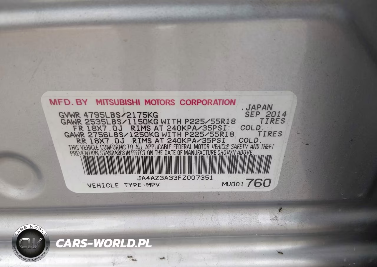 2015 Mitsubishi Outlander Se VIN:JA4AZ3A33FZ007351 - 9