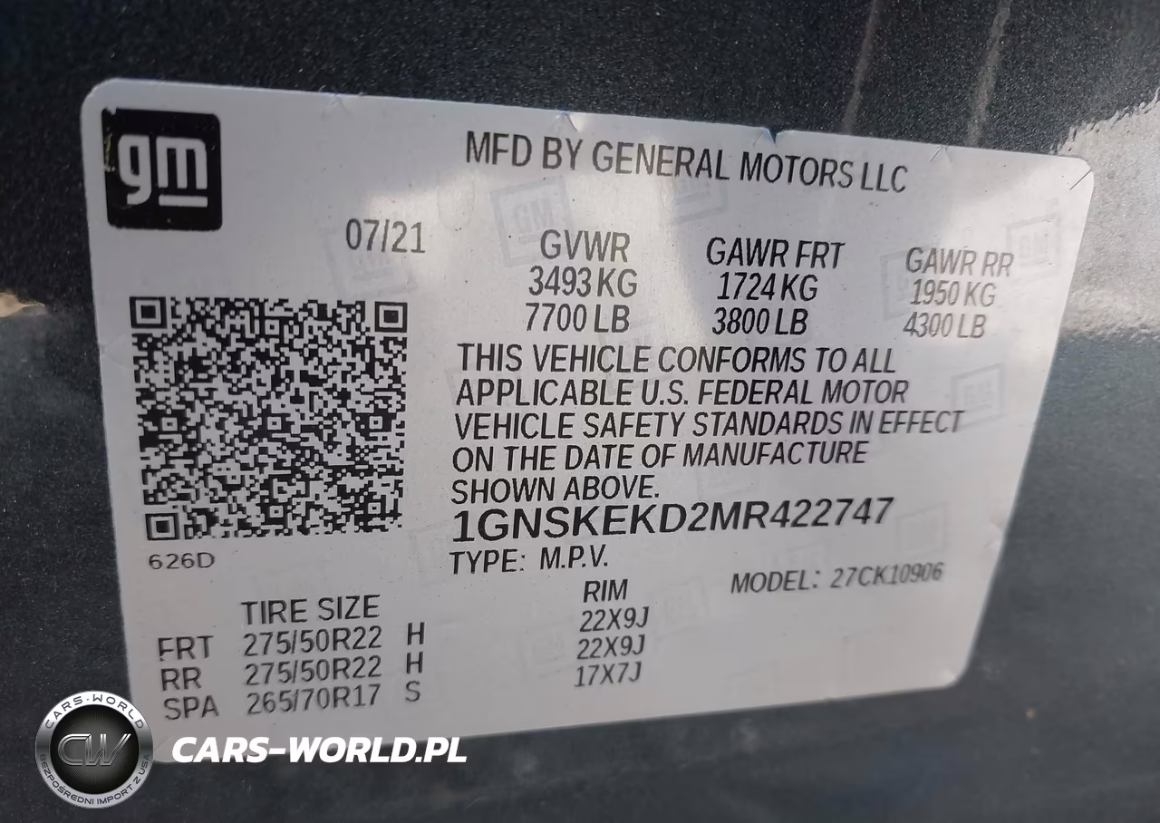 2021 Chevrolet Suburban 4Wd Rst VIN:1GNSKEKD2MR422747 - 9