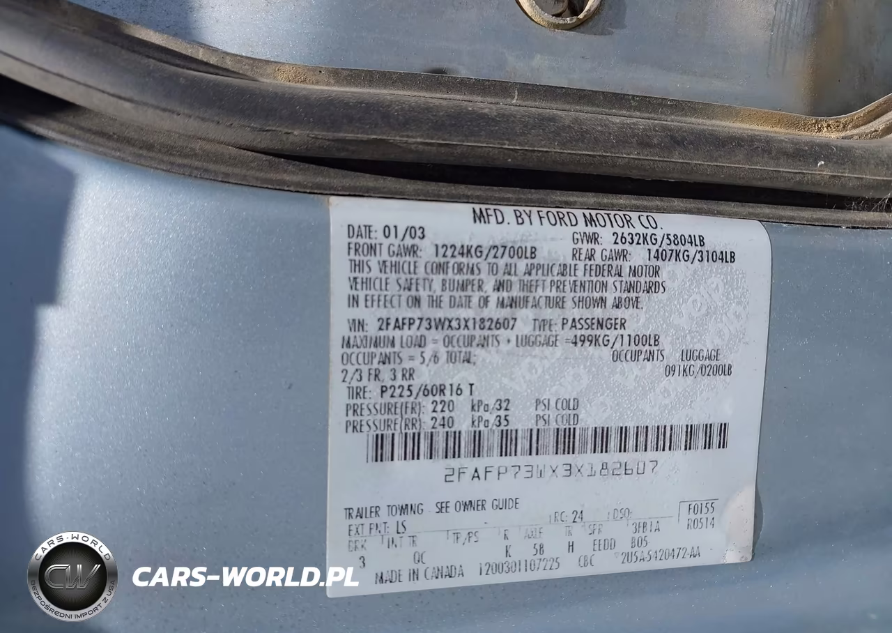 2003 Ford Crown Victoria Standard VIN:2FAFP73WX3X182607 - 9
