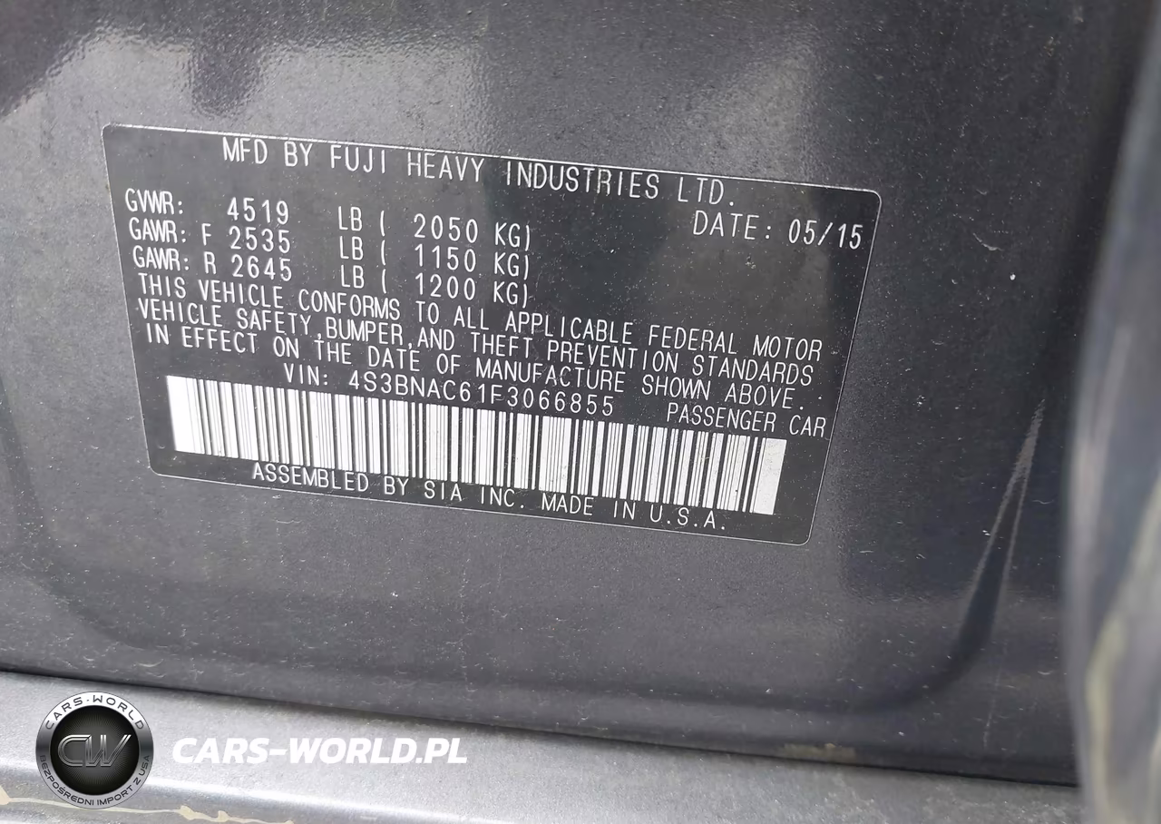 2015 Subaru Legacy 2.5I Premium VIN:4S3BNAC61F3066855 - 9