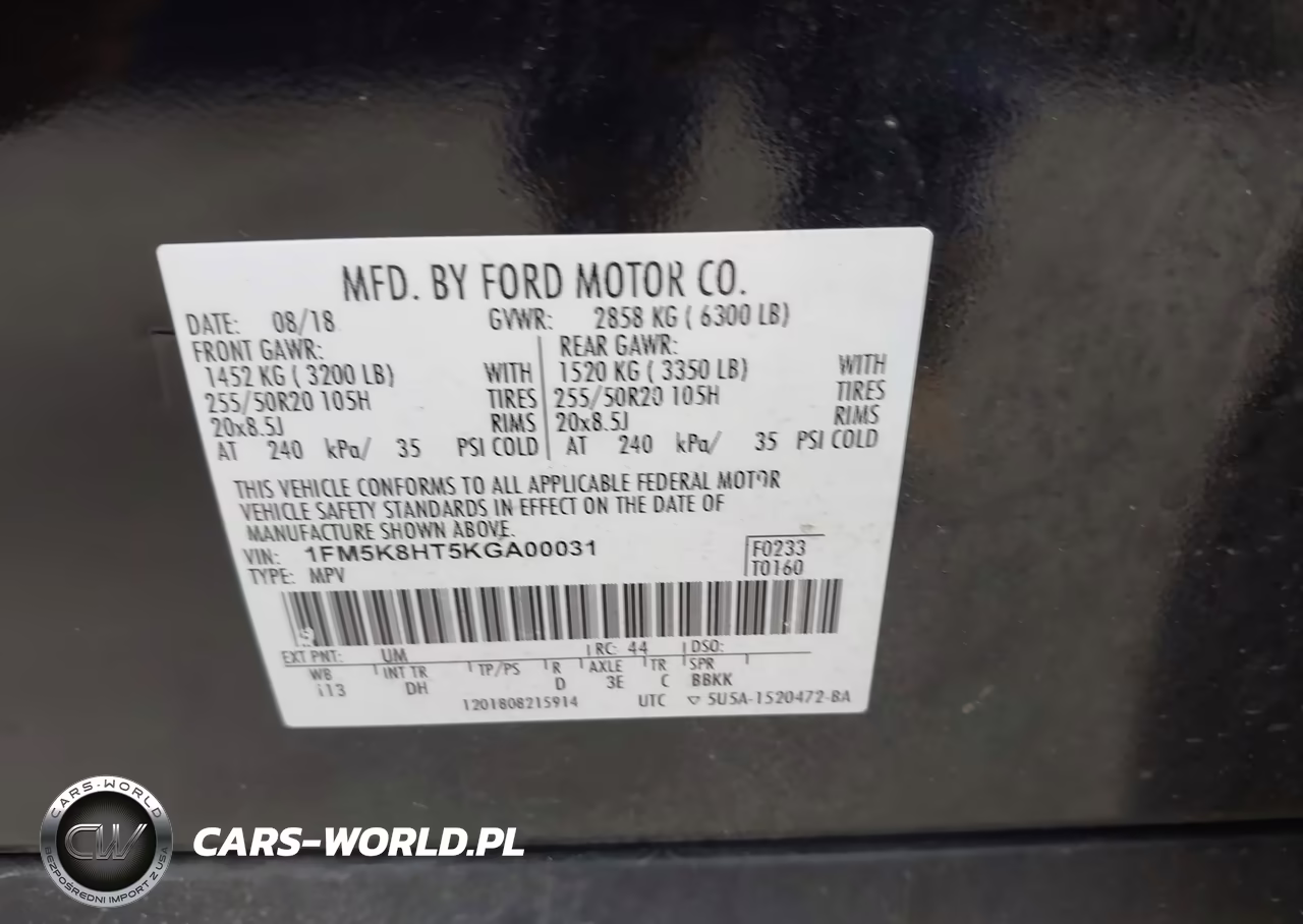 2019 Ford Explorer Platinum VIN:1FM5K8HT5KGA00031 - 9