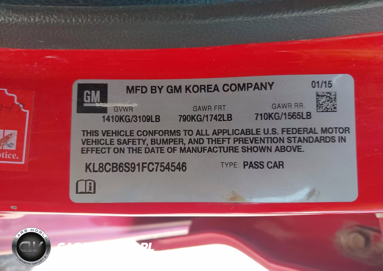 2015 Chevrolet Spark Ls Cvt VIN:KL8CB6S91FC754546 - 9