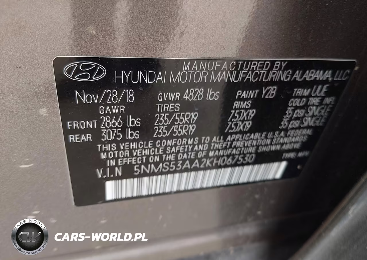 2019 Hyundai Santa Fe Limited 2.0T VIN:5NMS53AA2KH067530 - 9
