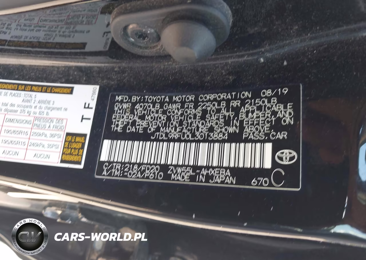 2020 Toyota Prius Le Awd-E VIN:JTDL9RFU0L3013884 - 9