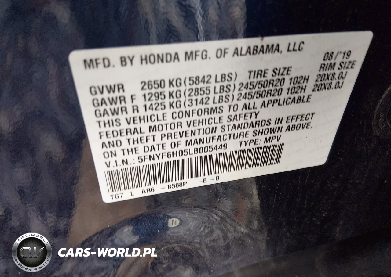 2020 Honda Pilot Awd Elite VIN:5FNYF6H05LB005449 - 9