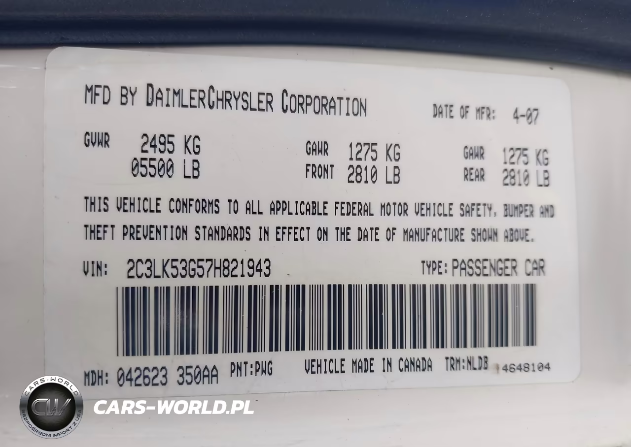 2007 Chrysler 300 Touring VIN:2C3LK53G57H821943 - 9