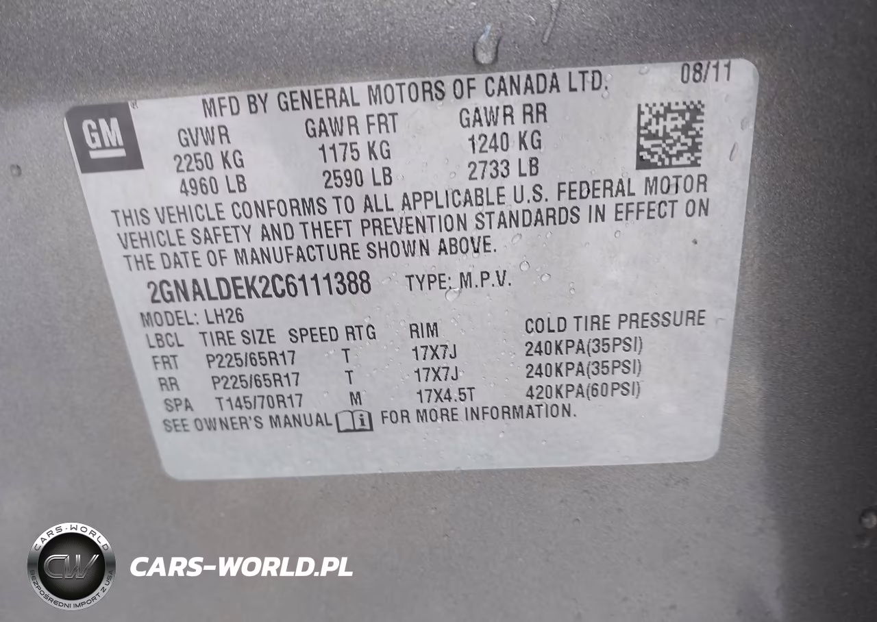 2012 Chevrolet Equinox Lt W-1Lt VIN:2GNALDEK2C6111388 - 9