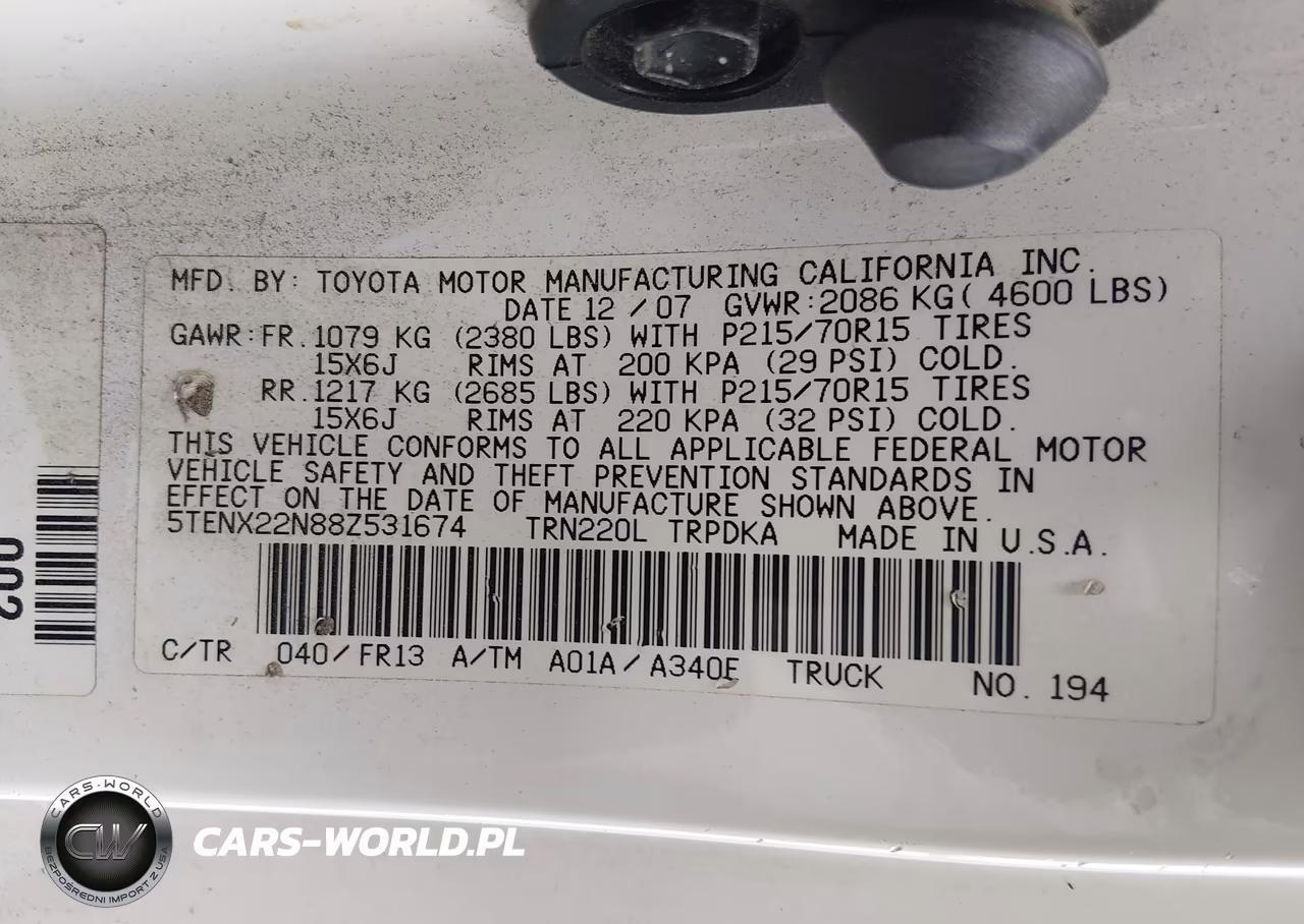 2008 Toyota Tacoma VIN:5TENX22N88Z531674 - 9