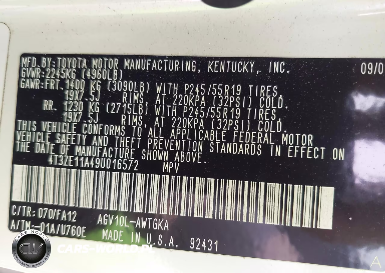 2009 Toyota Venza VIN:4T3ZE11A49U016572 - 9