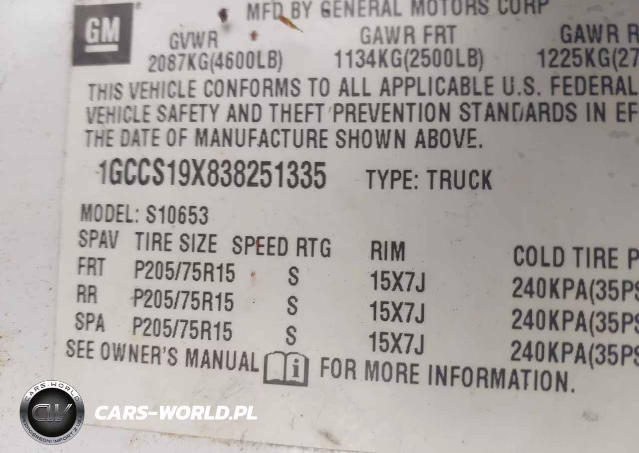 2003 Chevrolet S-10 VIN:1GCCS19X838251335 - 9