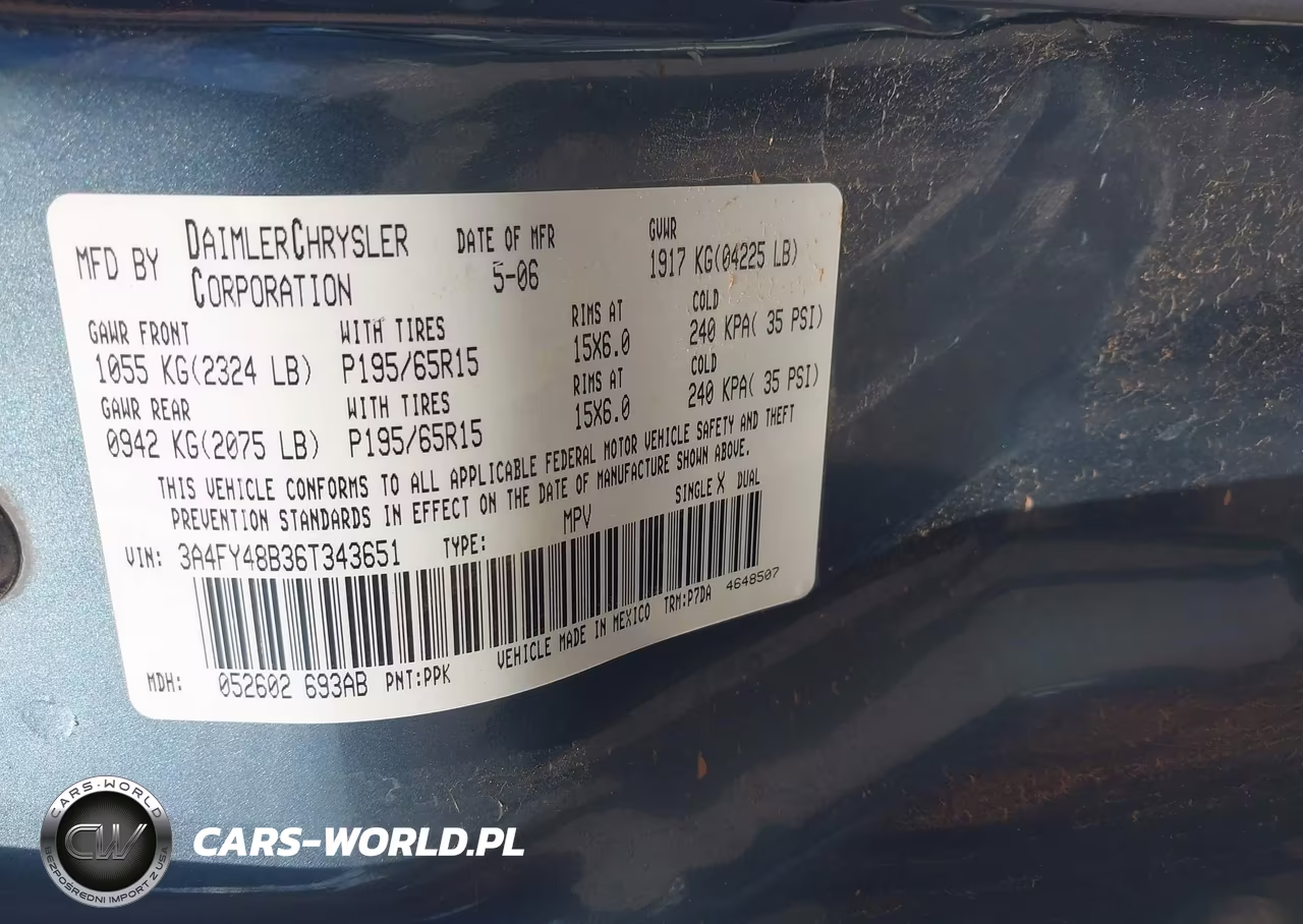 2006 Chrysler Pt Cruiser VIN:3A4FY48B36T343651 - 9