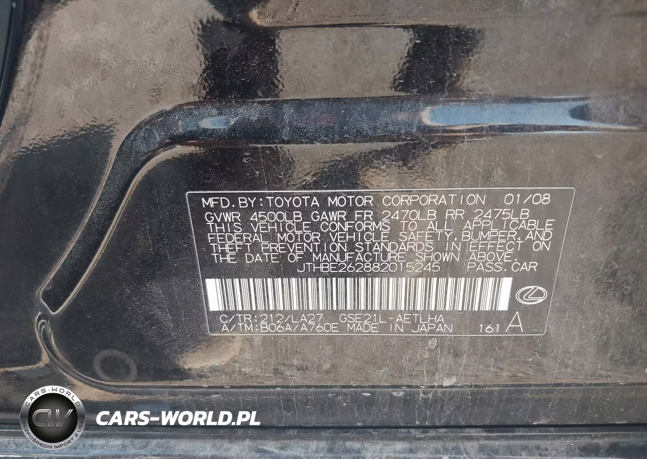 2008 Lexus Is 350 VIN:JTHBE262882015245 - 9