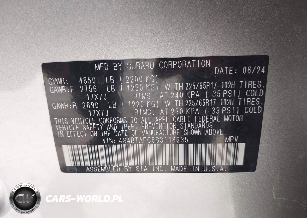2025 Subaru Outback Premium VIN:4S4BTAFC6S3118235 - 9
