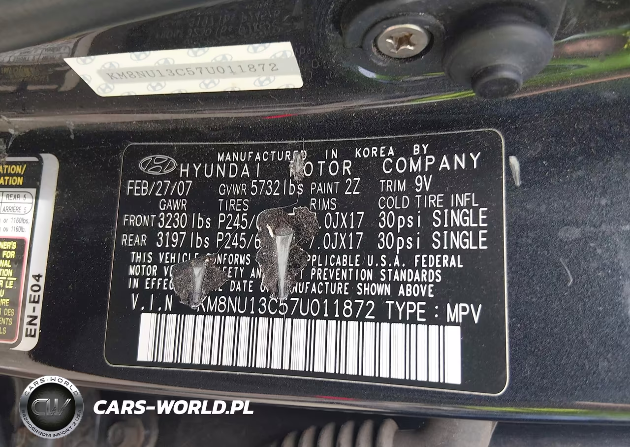 2007 Hyundai Veracruz Gls-Limited-Se VIN:KM8NU13C57U011872 - 9