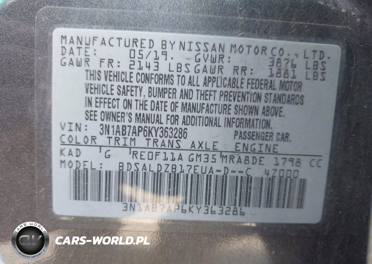 2019 Nissan Sentra Sv VIN:3N1AB7AP6KY363286 - 9
